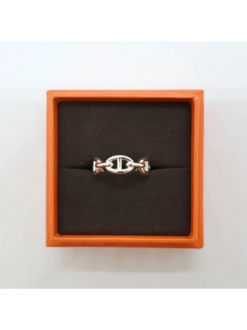 Hermes Heaven Chaine D'ancre Ring PM Small 59 Silver